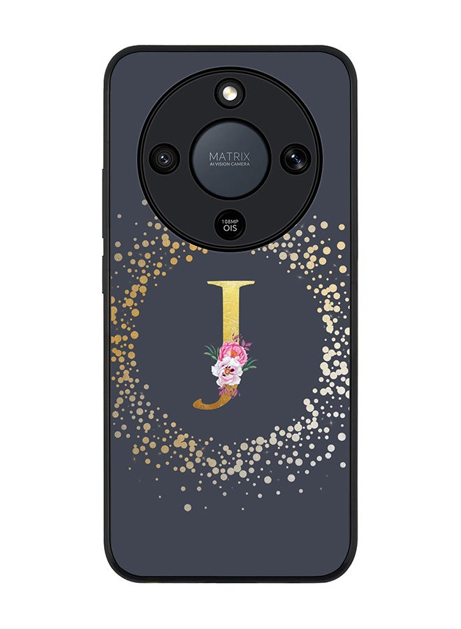 Stylizedd For Honor X9d / Magic8 Lite / X70 Case,Slim fit Camera Protection, Shockproof Thin Phone cover  - Custom Monogram Floral - J  (Grey ) - Image 1